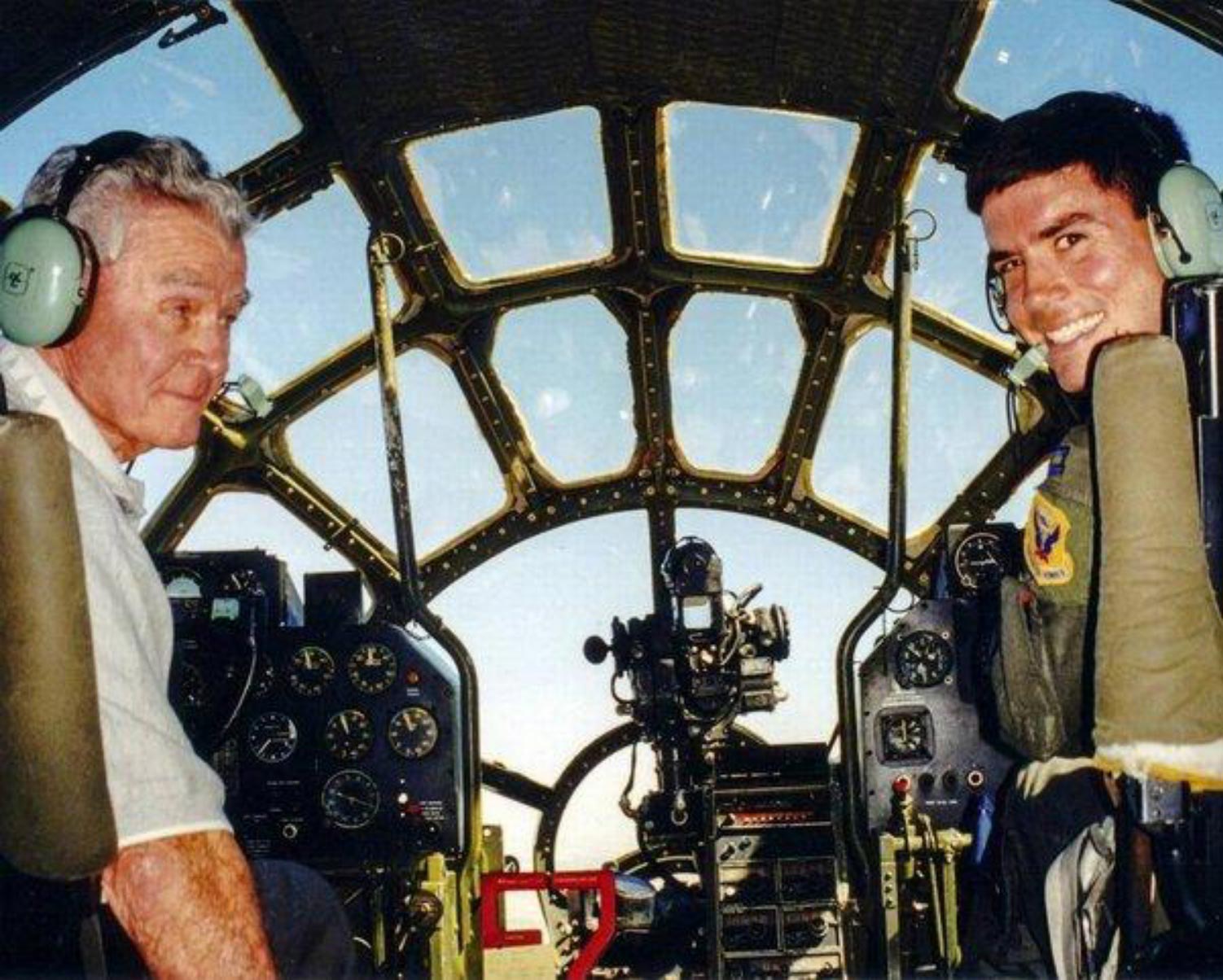 Anecdotes of WWII - General Tibbets and grandson Paul Tibbets in the cockpit